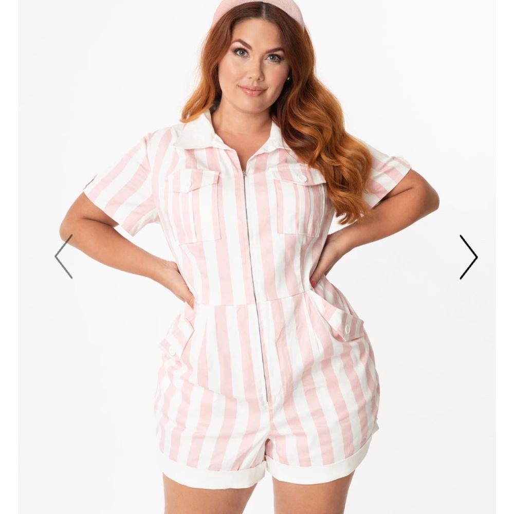 unique vintage pink & white stripe mia romper